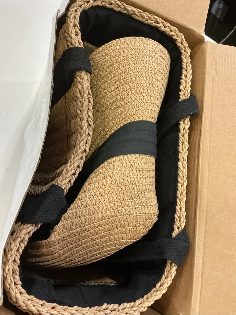Condition photo showing Good Condition for glitopper 4 pcs straw bag woven bag and rattan wicker hat tassel earrings set summer tote handbag for woman vacation boho accessories