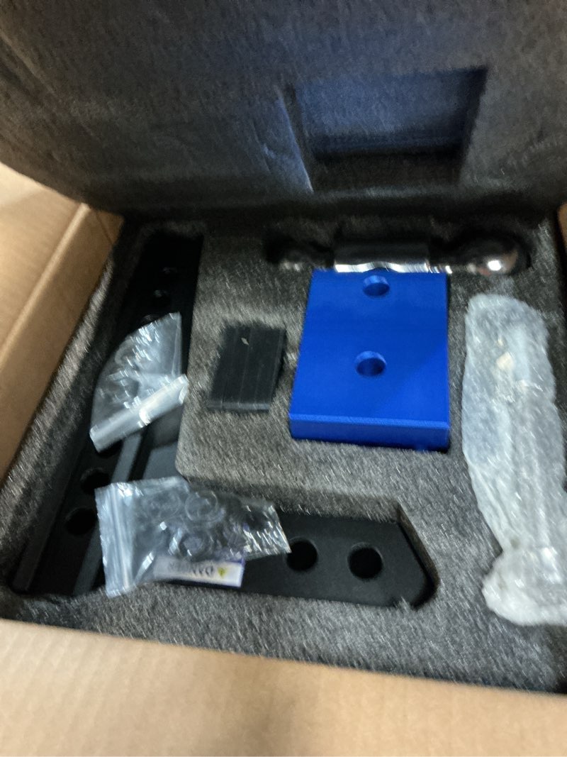 Condition photo showing New/Like New for orion motor tech adjustable trailer hitch, heavy duty drop hitch 2 inch receiver, 8" drop & rise hitch with 2" & 2-5/16" balls, 360° dual-ball mount with 12500 lb. towing capacity for class iii & iv 2" receiver 8" drop & rise-aluminum hitch