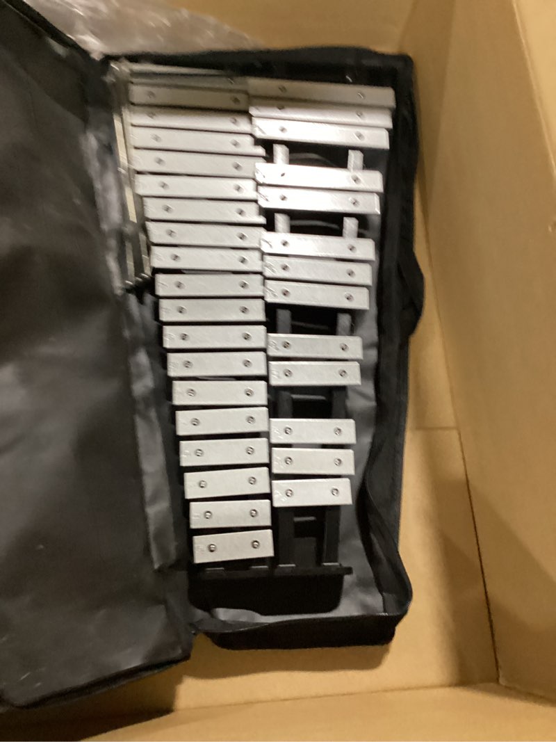 Condition photo showing Good Condition for 32 Notes Glockenspiel Xylophone Bell Kit, Professional Xylophones for Beginner with Adjustable Stand, Music Stand, Sticks, Aluminum Percussion Instrument Set for Adult (silvery)