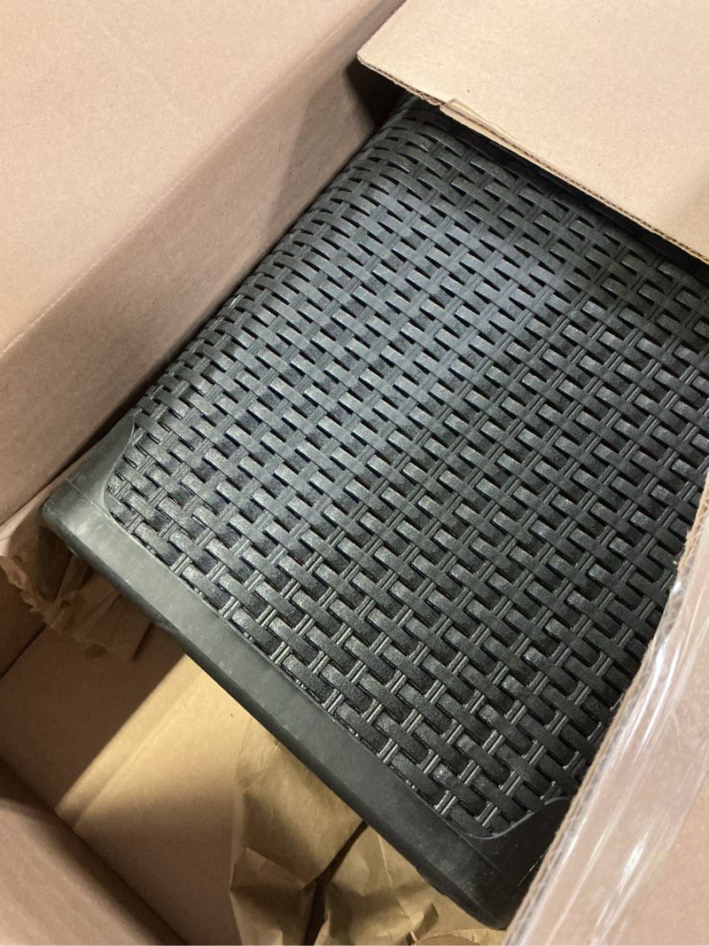 Condition photo showing Good Condition for Mind Reader Slim Laundry Hamper with Lid, 40L Clothes Basket, Premium Wicker Design, Plastic, Black Black Single