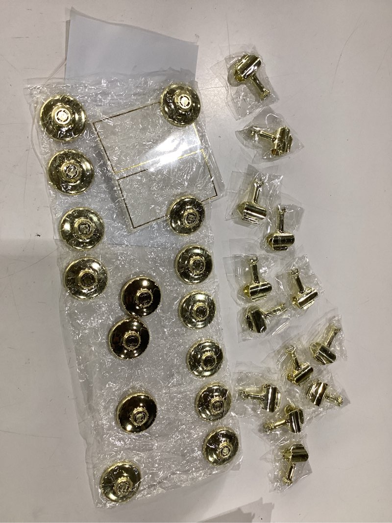 Condition photo showing As Is for 16 pcs gold table number holders with 16 gold foil border tent cards, name card holders for wedding, restaurant, photo, birthday gold 16