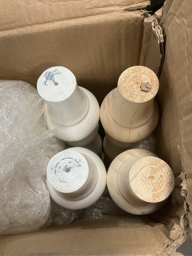 Condition photo showing Good Condition for 4 Pcs Farmhouse Table Legs, 29" x3.5'' Pine Dining Table Legs for Furniture Unfinished Wooden Furniture Dining Cottage Bench Coffee for DIY(Round) 29"x3.5''