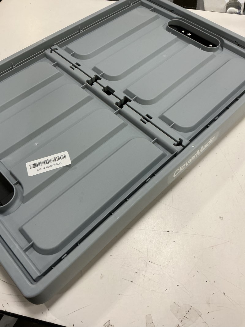 Condition photo showing Good Condition for 1 pack, CleverMade Collapsible Storage Bins with Lids - Stone 1 Pack - Plastic Containers Stackable Organization Crates Home Closet Space-Saving Durable Stone Gray - 