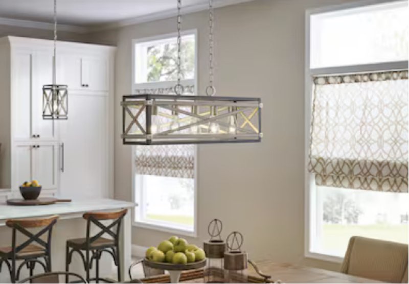 kichler stetton 5 -light anvil iron and distressed antique grey farmhouse linear