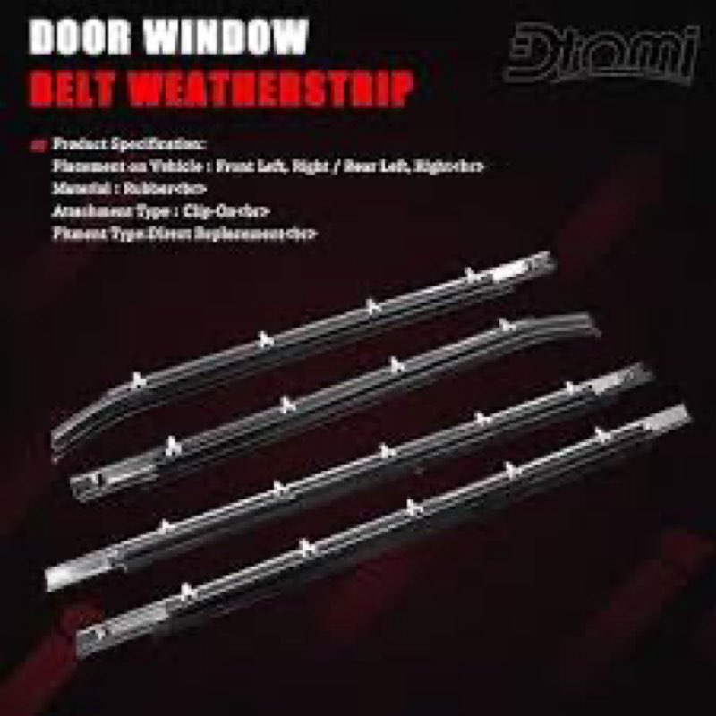 Dtomi Door Belt Window Molding Weatherstrip Trim Seal Belt Front & Rear Compatible with Toyota Vehic
