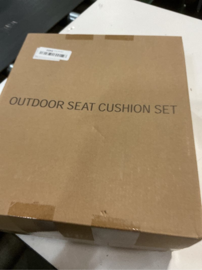 Condition photo showing New/Like New for outdoor chair cushions 22x22, patio furniture cushions with removable cover, outdoor deep seat cushion set with ties and handle, waterproof outdoor cushions for chair sofa couch, dark grey dark grey 22x22 inch