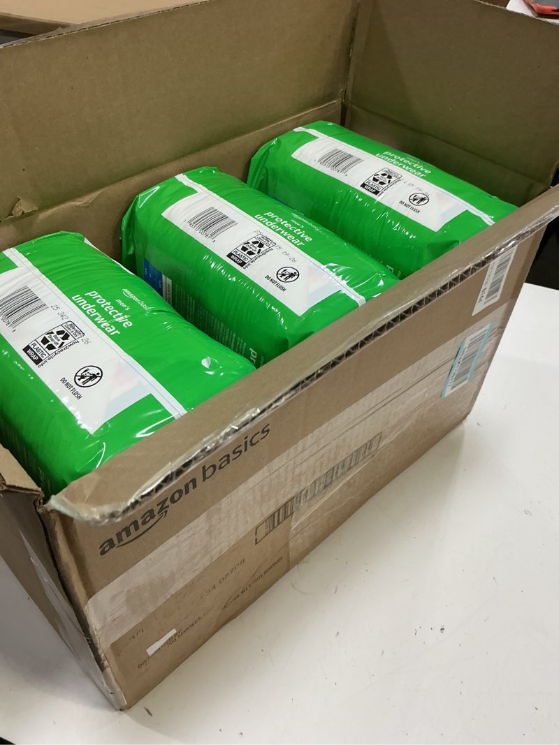 Condition photo showing New/Like New for (size:xl)amazon basics incontinence underwear for men, maximum absorbency, x-large, 48 count (3 packs of 16) x-large 48.0