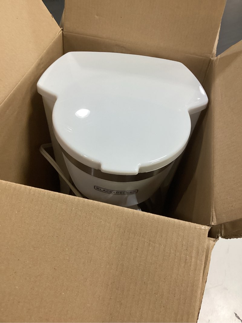 Condition photo showing As Is for black+decker cm1160w-1 cm1160w 12-cup programmable coffeemaker, white/stainless steel white hot brew