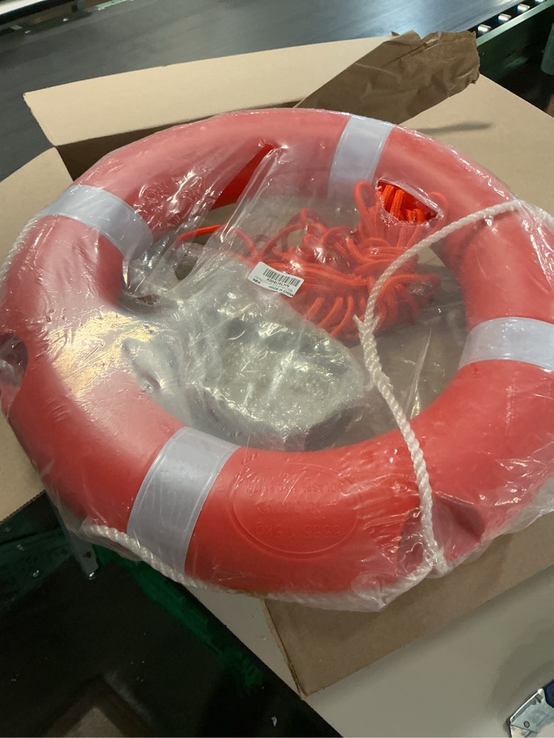 Condition photo showing Good Condition for life ring for boating safety - 23" and 28" boat safety throw rings with reflective strip and grab lines 23inch with s-bracket