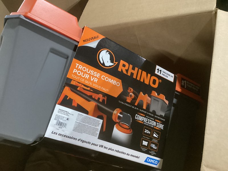 Condition photo showing Good Condition for camco rhino ultimate 20' rv sewer hose kit — all-in-one sewer hose solution — 11-piece combo kit includes storage box for nesting support & camper organization (43075)