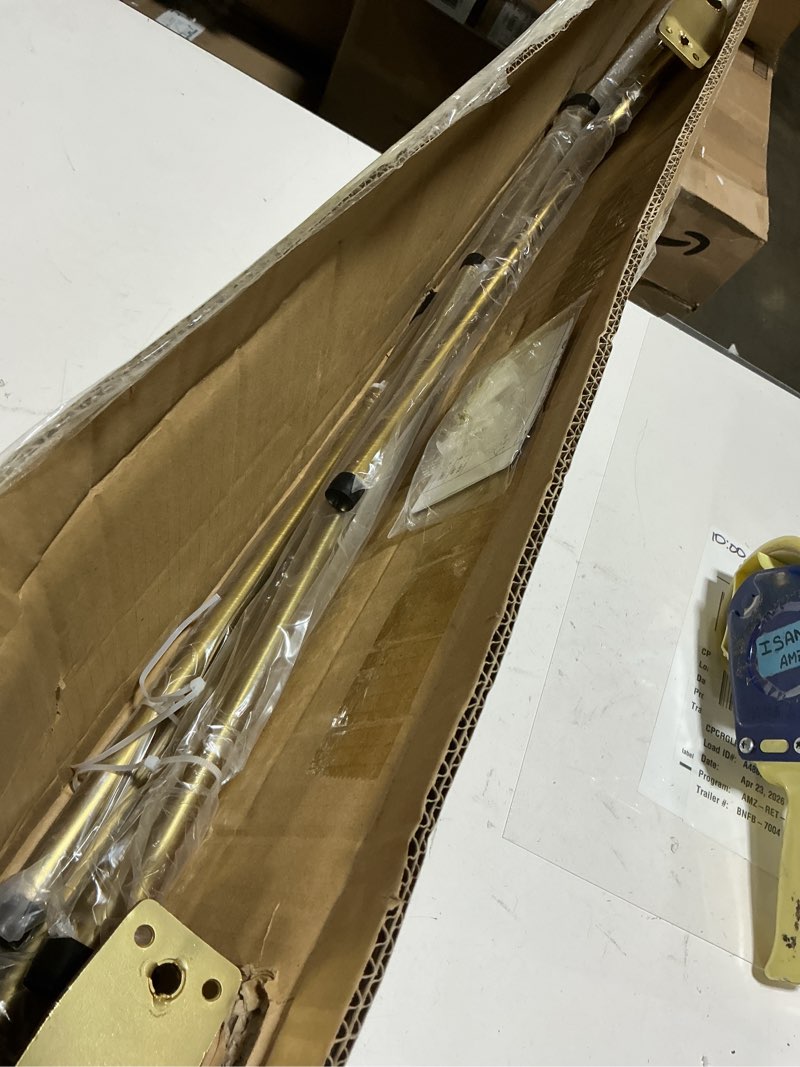 Condition photo showing New/Like New for double curtain rod for 28-48 inches windows, blackout wrap around window curtain rods?1-inch heavy duty adjustable room darkening rustic dual drapery curtain rods for livingroom, kitchen, patio brushed gold for 28-48" windows