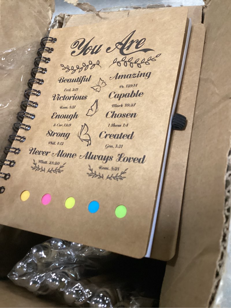 Condition photo showing Good Condition for Kosiz 20 Pcs/ 10 Set Christian Gifts Bulk Prayer Journal Scripture Notebook Bible Verse Pen Religious Spiral Notebook with Sticky Notes Christmas Church Gifts for Women Men Bible Study Groups (Kraft) 20 Kraft