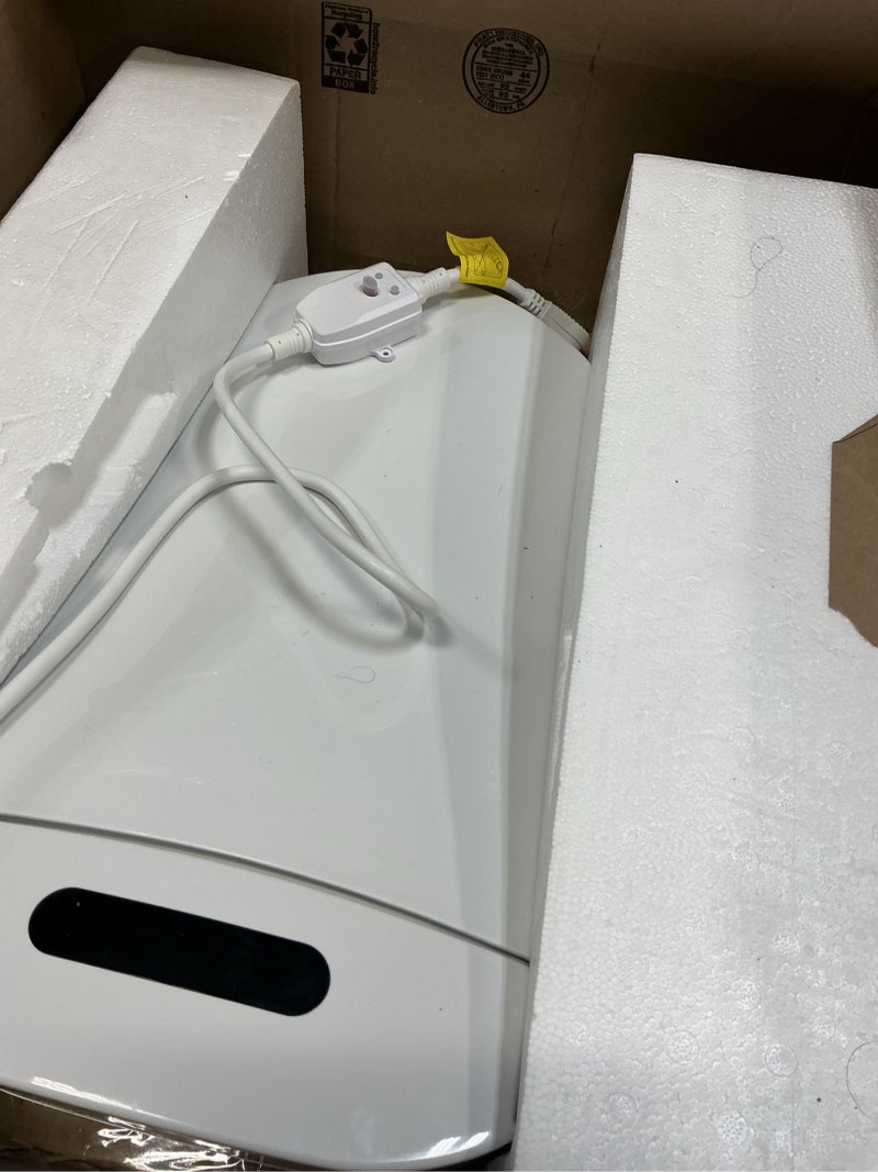 Condition photo showing As Is for electric bidet toilet seat elongated with heated seat, warm air dryer, endless warm water, oscillating and pulsating spray wash, stainless steel self-clean nozzle (bidet toilet seat elongated 2)
