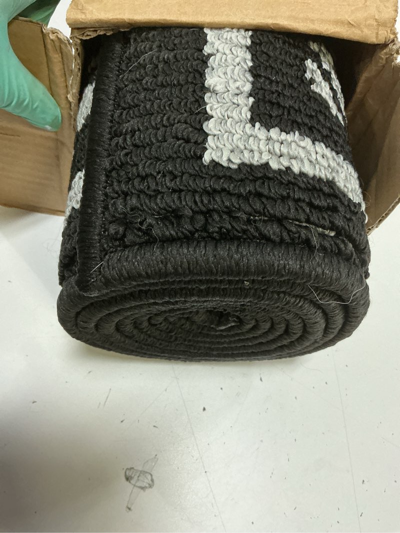 Condition photo showing Good Condition for nautica – runner rug | indoor runners for hallways and entry rugs| non-slip and non-skid entry and kitchen door mat| machine washable entryway carpet rugs |2'2" x 6'| rope border black rope border black 2'2" x 6' (rectangular)