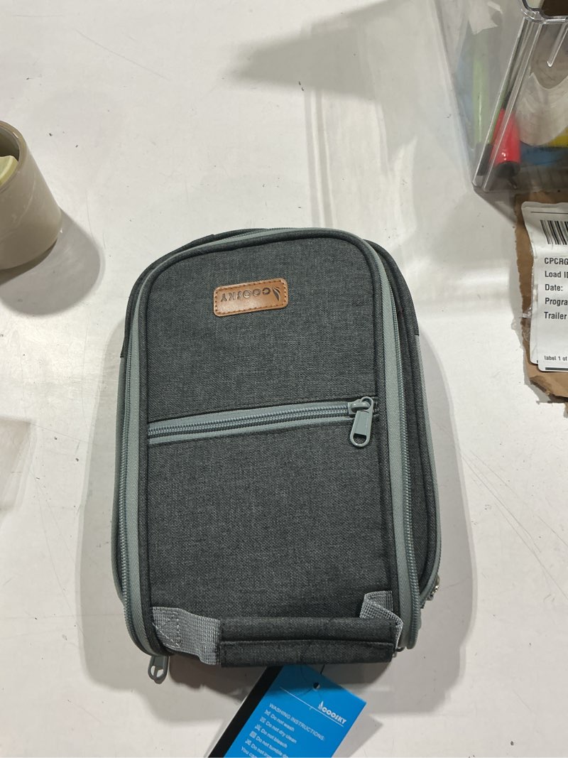 Condition photo showing Good Condition for hanging travel toiletry bag for women and men, 6 organizer compartments, extra large toiletries bag, bathroom cosmetic bag, water-resistant makeup bag, holds full-size shampoo, grey grey large