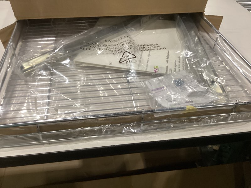 Condition photo showing New/Like New for HOLDN’ STORAGE Pull Out Cabinet Organizer, Heavy Duty Caddy w/Lifetime Limited Warranty -22”W x 21”D - Requires At Least 23-1/4” Cabinet Opening, Steel Metal Cabinet Drawers Slide Out, Chrome 22"W x 21"D