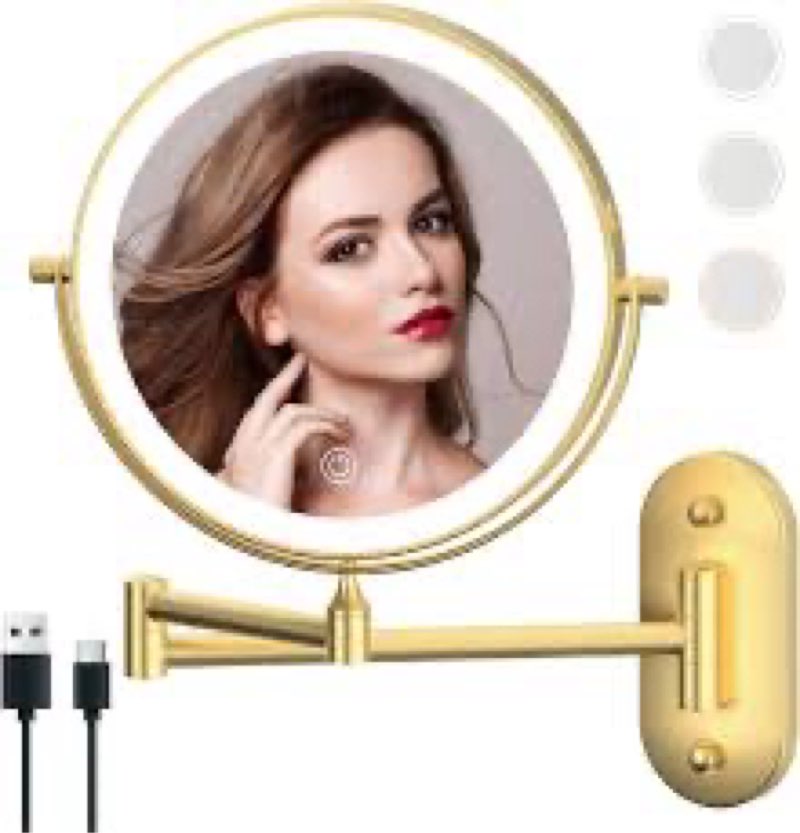 MIROAMZ 9 \" Wall Mounted Lighted Makeup Mirror Gold-2-9 INCH MADE IN CHINA