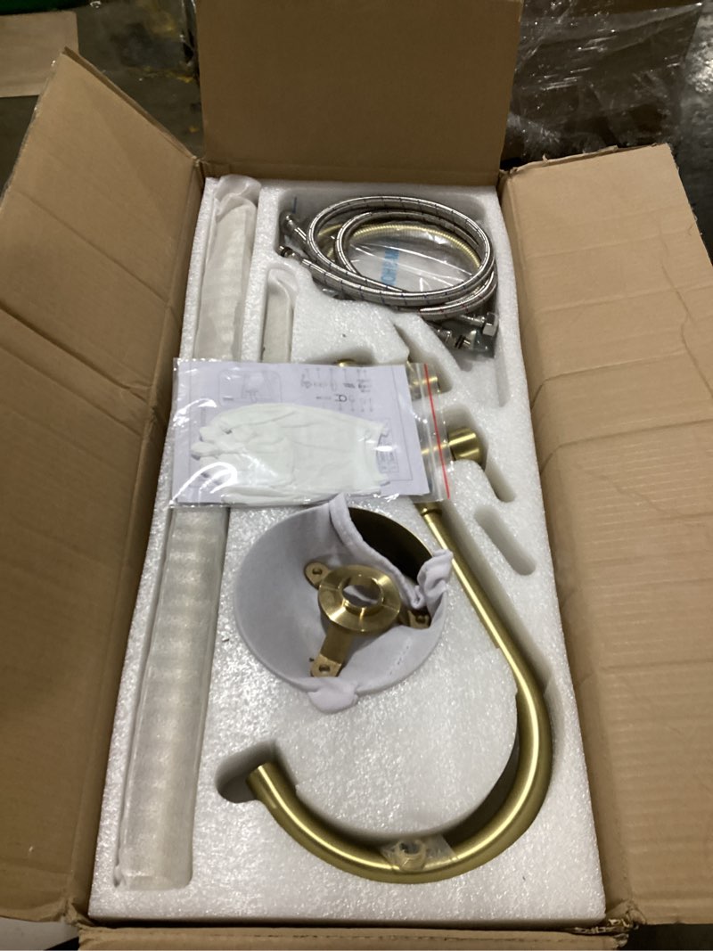 Condition photo showing Good Condition for Taplong Brushed Gold Free Standing Tub Faucet Freestanding Bathtub Faucet with Handheld Sprayer, Floor Mount Tub Filler, Shower Tub Faucet Set Complete, Bathtub Faucet with Shower-51005BG