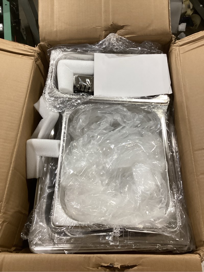 Condition photo showing Good Condition for Electric Chafing Dish Buffet Server Set, Stainless Steel Full Size & Half-Size &Three-Section Food Pan with Temp Control, Roll Top Stainless Steel Food Warmers for Catering Buffet (A-02)