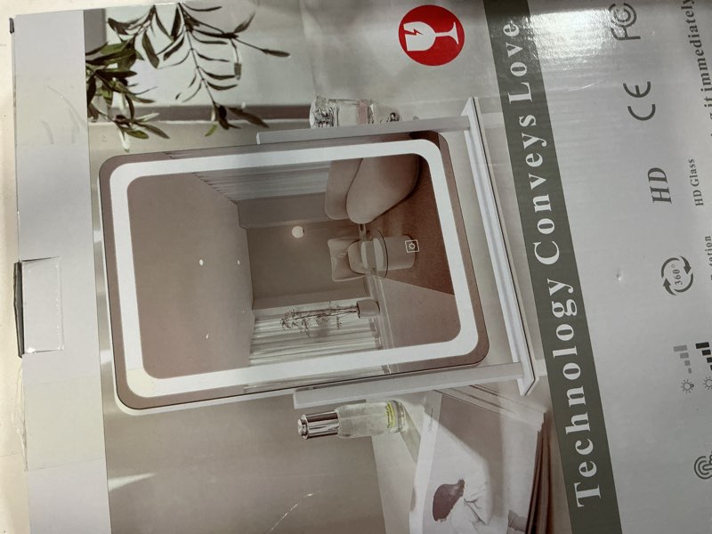 Condition photo showing New/Like New for lighted makeup mirror, hollywood vanity mirror with lights, three color lighting modes, and 5x magnification mirror, smart touch control, 360°rotation (17.2in. white) gold 17.2\\\"l x 13.6\\\"w