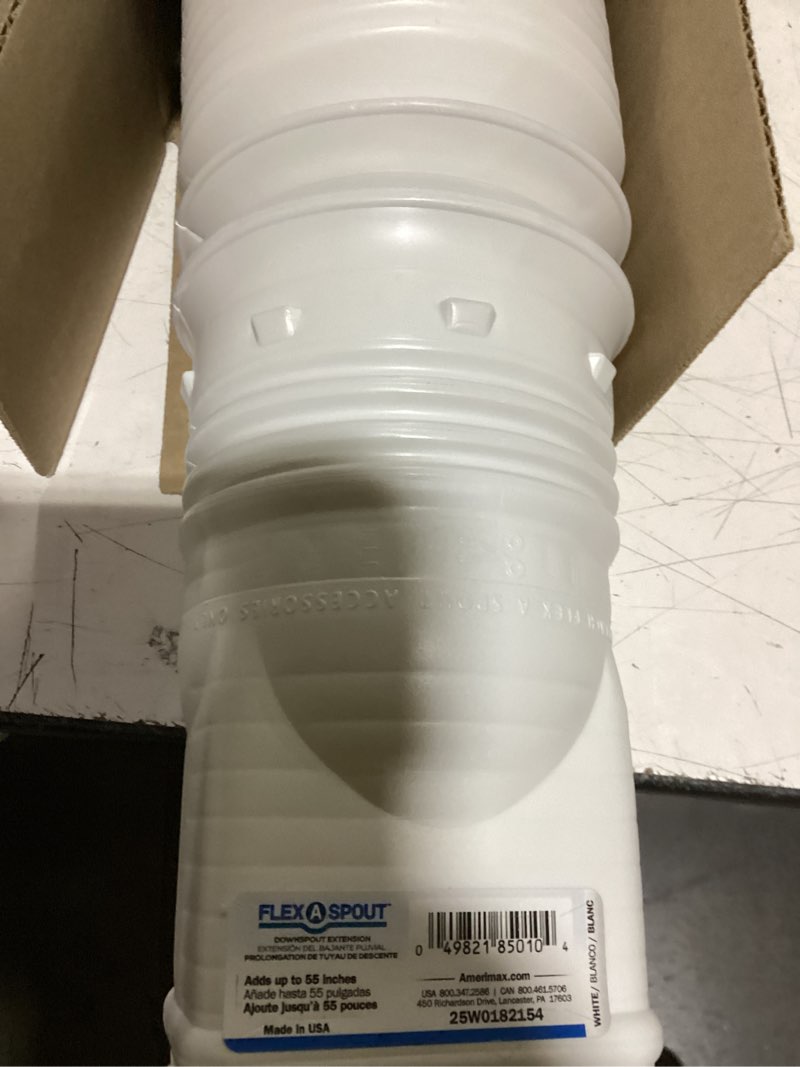 Condition photo showing Good Condition for amerimax flex-a-spout downspout extension  white roof gutter accessories