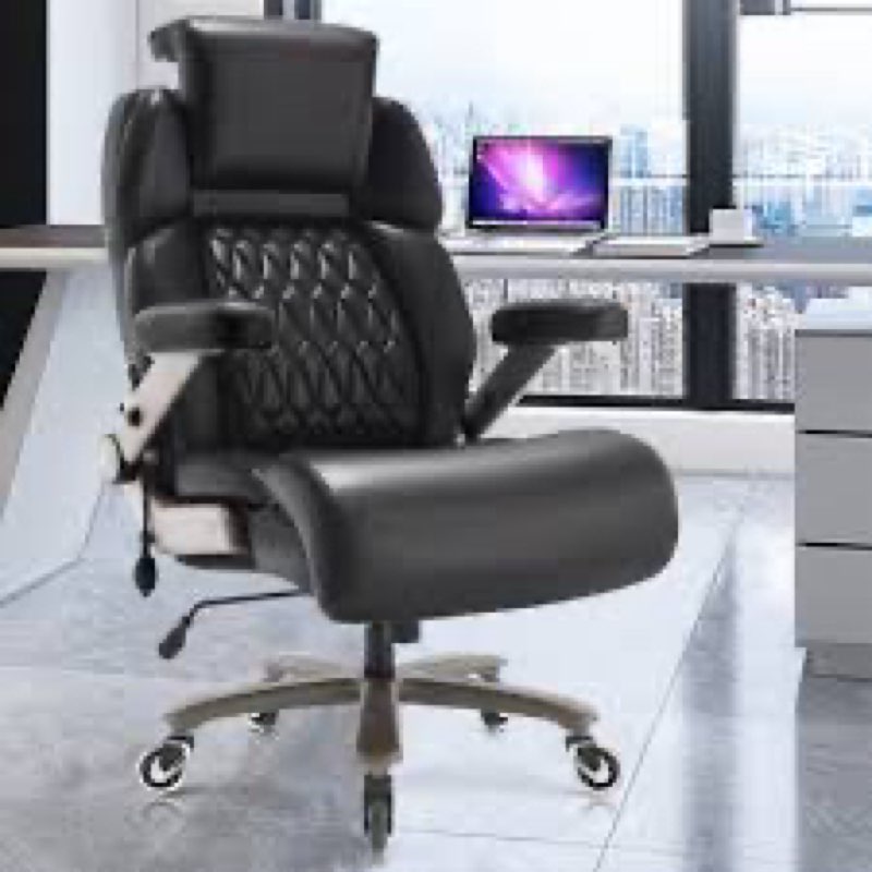 Mikial 500lbs Big And Tall Leather Executive Office Chair With Adjustable Lumbar Support ,3D Armrest