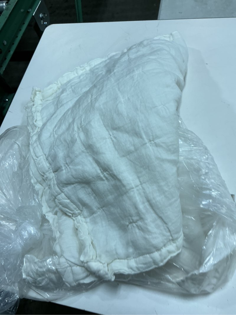 Condition photo showing As Is for european linen dream sham set, king, white