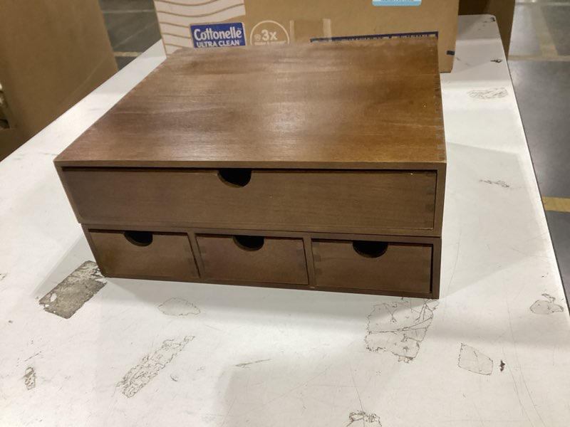 Condition photo showing As Is for 1 pack wooden pod holder drawers double layer coffee storage box pod tea organizer detachable wood 3 drawers design for machine stand home countertop large capacity (quadruple,wood color) wood color quadruple