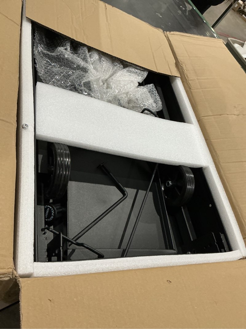 Condition photo showing As Is for portable grill cart table with wheels, for 17-22 inch blackstone griddle stand, foldable bbq prep station with seasoning tray