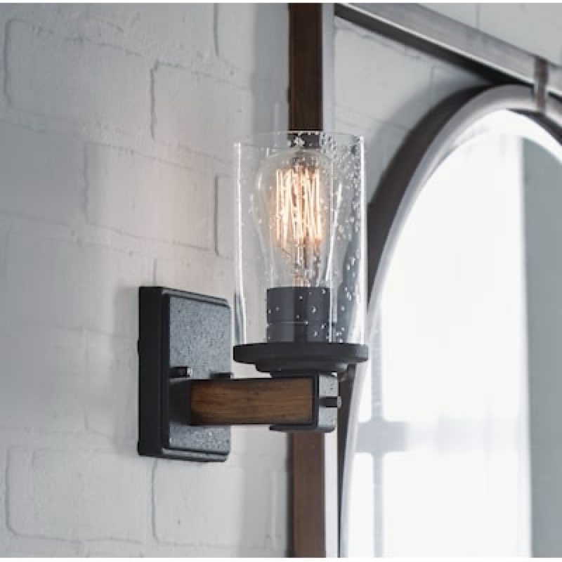 Kichler Barrington 4.5-in 1 Light Distressed Black Farmhouse Bathroom Vanity light