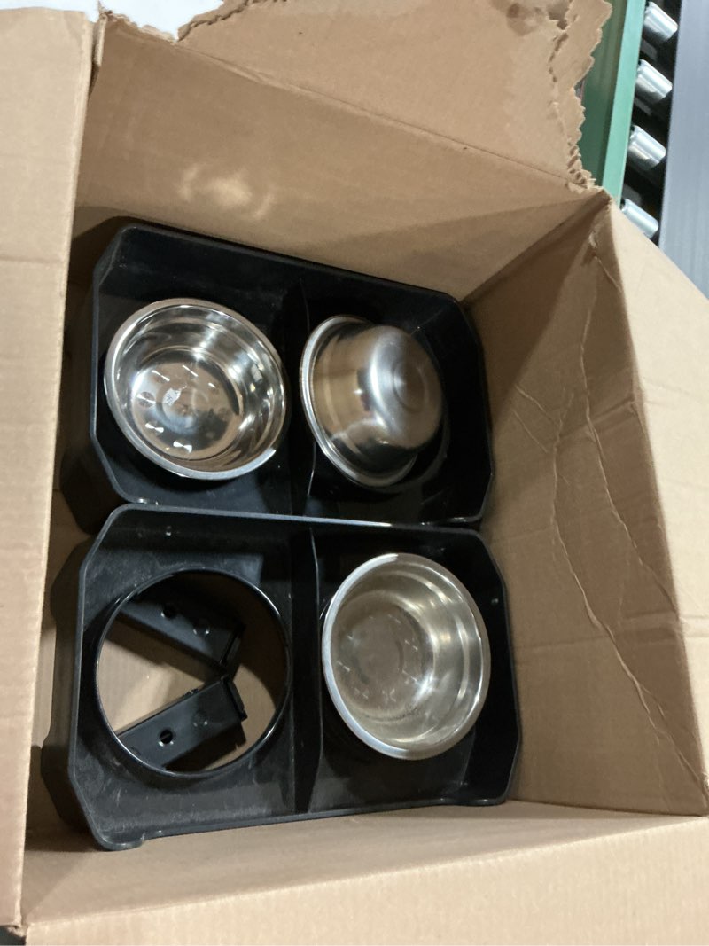 Condition photo showing As Is for URPOWER Mess Proof Slow Feeder Dog Bowls 4 Height Adjustable Elevated Bowl Stand with 2 Stainless Steel Dog Bowls and 1 Slow Feeder Non-Slip Food and Water Bowl Set for Small and Medium Dogs Black (Slow Feeder with Stainless Steel Bowls)
