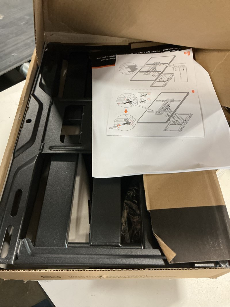 Condition photo showing New/Like New for perlegear full motion tv wall mount for 26-74 inch tvs, height adjustable tv mount, pre-assembled wall mount tv bracket with tool-free tilt, swivel, fits 16” studs, 99 lbs, max vesa 400x400mm, pgmf21 26-74 inch full motion tv wall mount