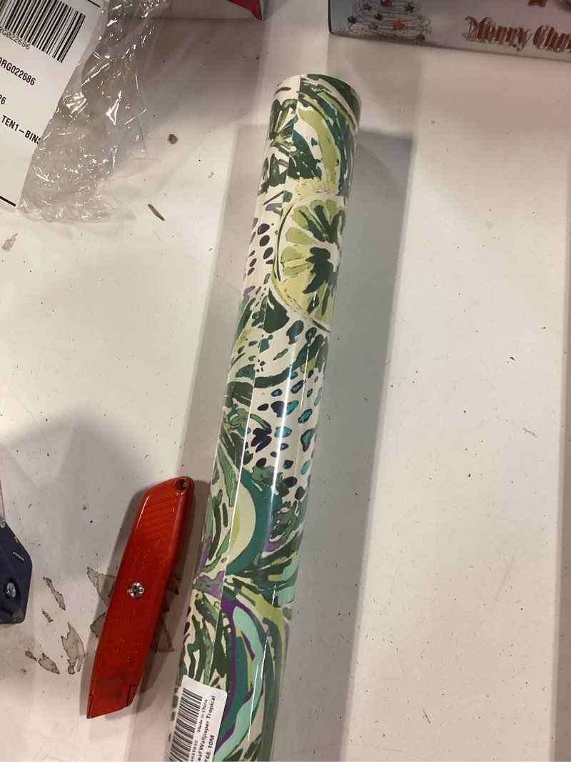 Condition photo showing New/Like New for Green Leaf Wallpaper Boho Peel and Stick Wallpaper Modern 17.3"x393" Abstract Tropical Wallpapers Botanical Contact Paper for Cabinets Jungle Self Adhesive Removable Wall Paper Waterproof Decor Vinyl 17.3" x 393"