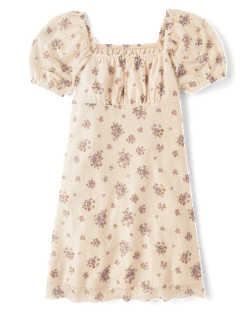 The Children's Place,Girls,Short Sleeve Casual Everyday Dresses,Frappe Floral Puff Sleeve,XX-Large,