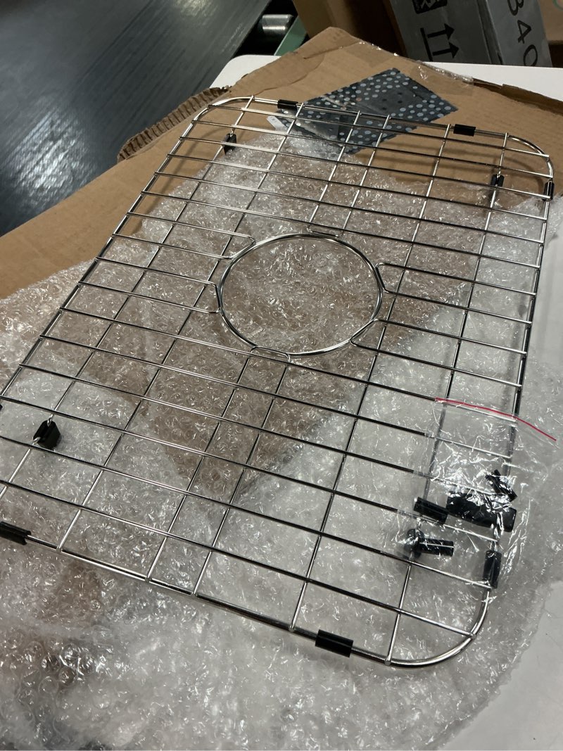 Condition photo showing Good Condition for sink protector for kitchen sink fits 20x14, stainless steel sink protector, sink bottom grid steel gray