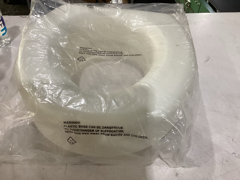 Condition photo showing As Is for healthsmart enhanced comfort 5" raised (round) toilet seat risers for seniors 5 slip resistant pads fsa/hsa eligible padded toilet seat elevation 15.7 x 15.2 x 6.1