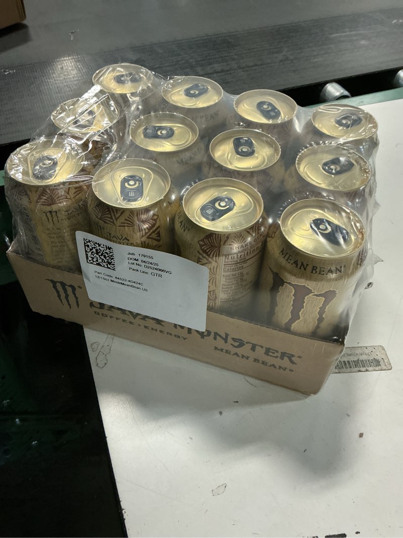 Condition photo showing Good Condition for (DOM 04/24/25) (12 Cans) Java Monster Mean Bean  Coffee + Energy Drink  15 fl oz