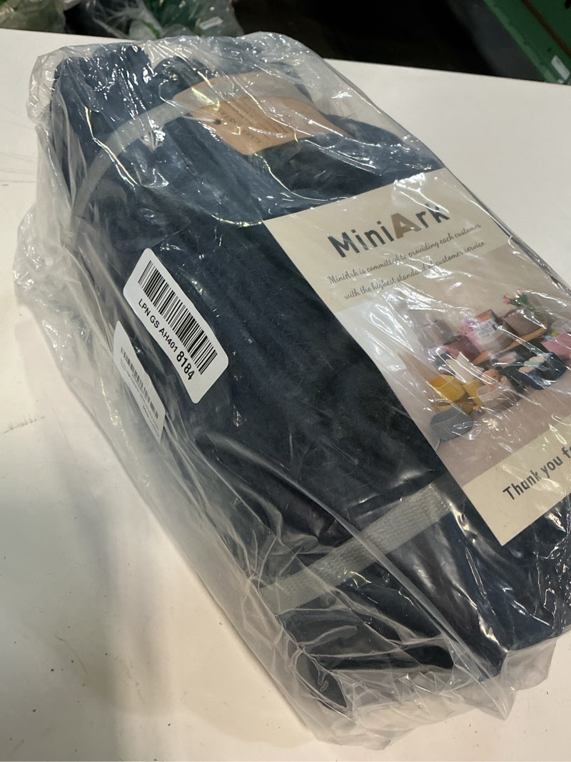 Condition photo showing New/Like New for miniark large shallow organizing baskets 15x11x5.1 inches - rope woven storage bins for bathroom, shelves, cube closet, navy blue 3 packs 3pcs-l15×w11×h5.1" navy blue