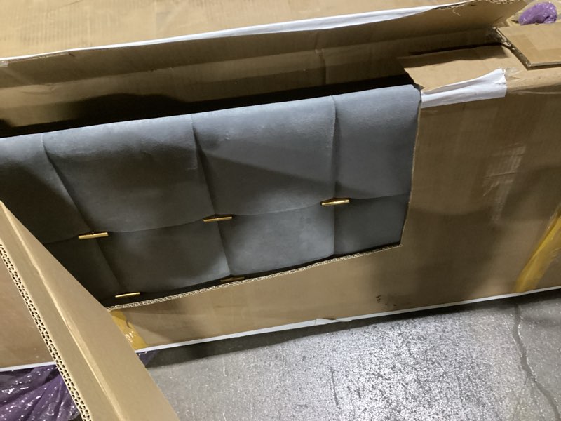 Condition photo showing Good Condition for SIMILAR TO STOCK PHOTO.. UNKNOWN SIZE.. INCOMPLETE.. Modway Annabel Diamond Tufted Performance Velvet Queen Headboard in Gray