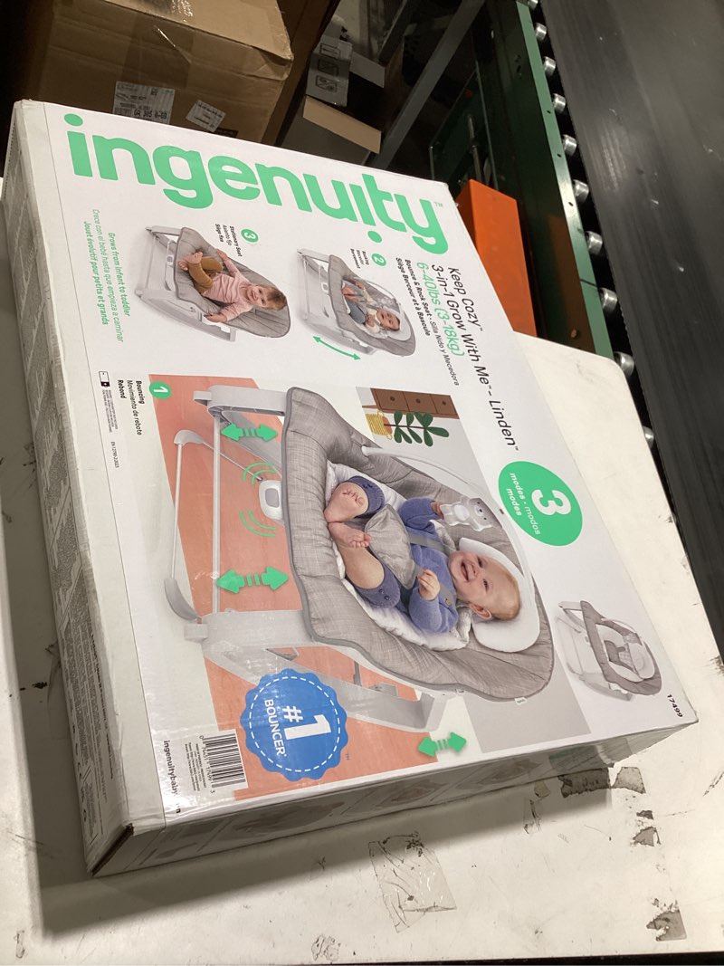 Condition photo showing New/Like New for Ingenuity Keep Cozy 3-in-1 Grow with Me Vibrating Baby Bouncer Seat & Infant to Toddler Rocker, 0-30 Months Up to 40 lbs (Linden)