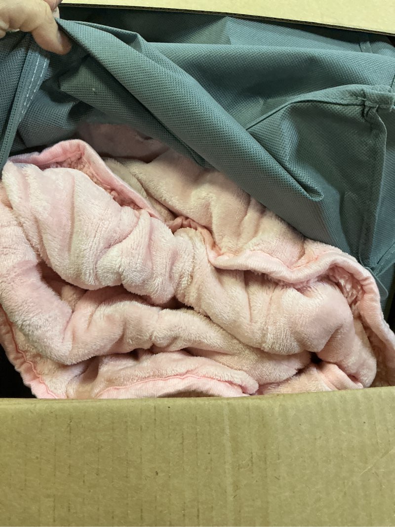Condition photo showing As Is for Cottonblue Weighted Blanket Queen Size 15lbs, Sherpa Weighted Blankets for Adults, Fuzzy Soft Flannel Bedding Blanket Throw, Cozy Plush Blanket for Sofa Bed, 60 x 80 inches, Blush Pink Blush Pink 60 x 80 15 lb