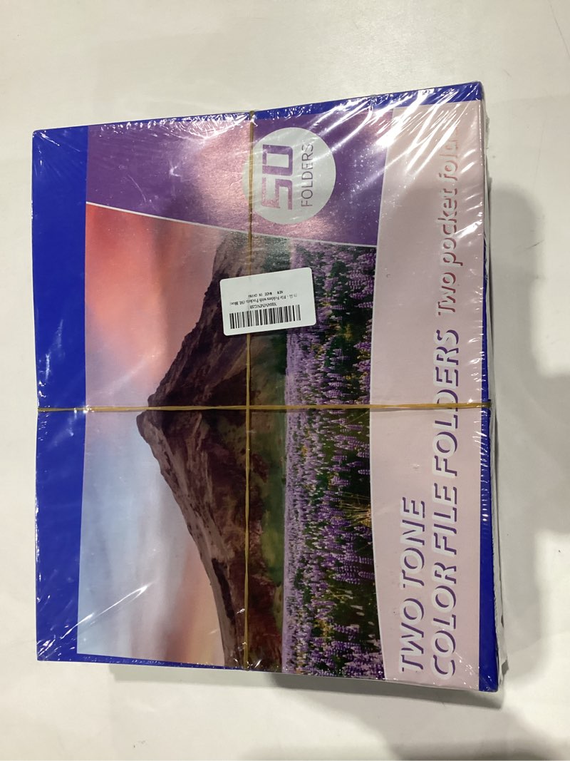 Condition photo showing New/Like New for 50 Pack Folders with Pockets, Pocket Folders Fit Letter Size Paper, with Business Card Slot, 2-Pocket Folder for School Office Home Business Blue