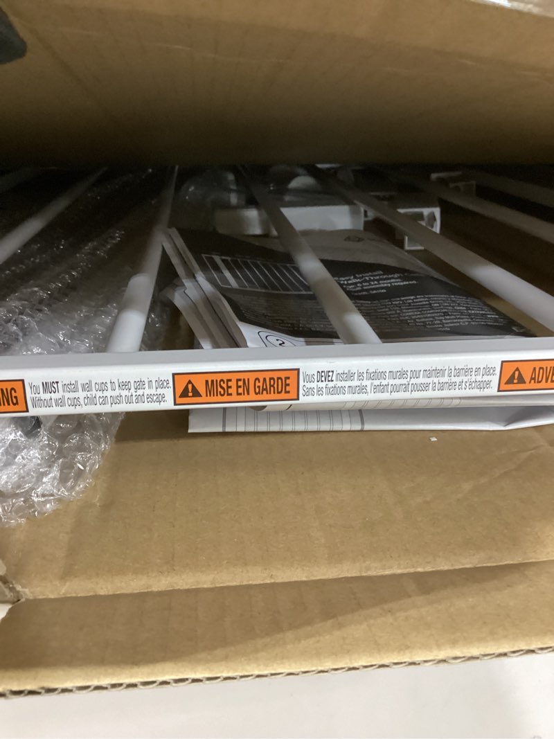 Condition photo showing As Is for Safety 1st Easy Install Walk Thru Baby Gate for Doorway With Door, Dog Gates, Fits 29"-38", Easy Install 28" Tall, White 1-Pack 29" to 38" Wide x 28" Tall White