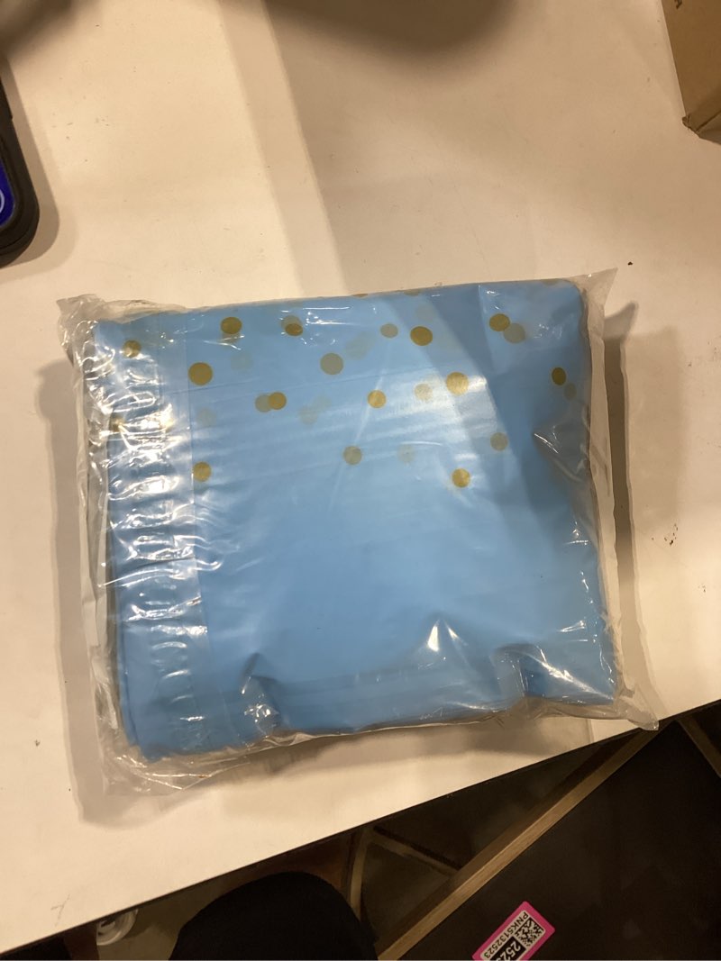 Condition photo showing Good Condition for blue birthday decorations for women girls, light dusty blue white sand foil balloons table cloth sash crown fringe curtains happy birthday banner glitter star garland topper butterfly party supplies