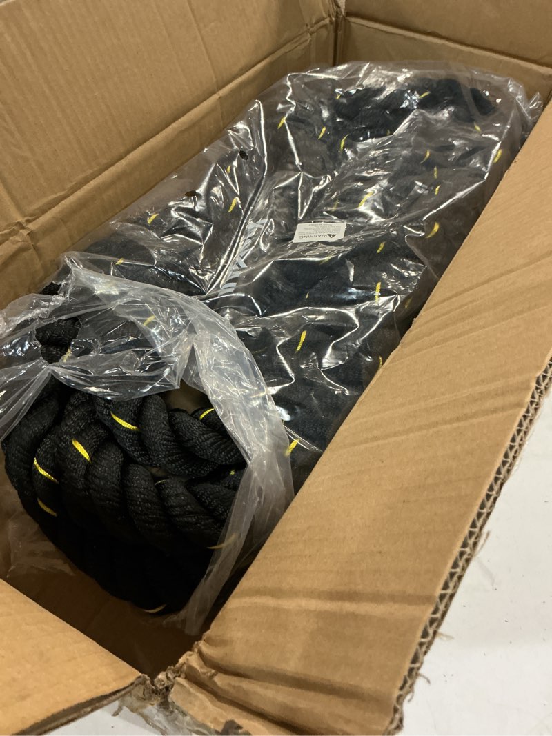 Condition photo showing Good Condition for yes4all 1.5/2 inch battle ropes with extra protective sleeve, workout ropes for cross-training home gym & fitness exercises, strength training - 30,40,50 feet lengths available no cover 1.5in - 30ft