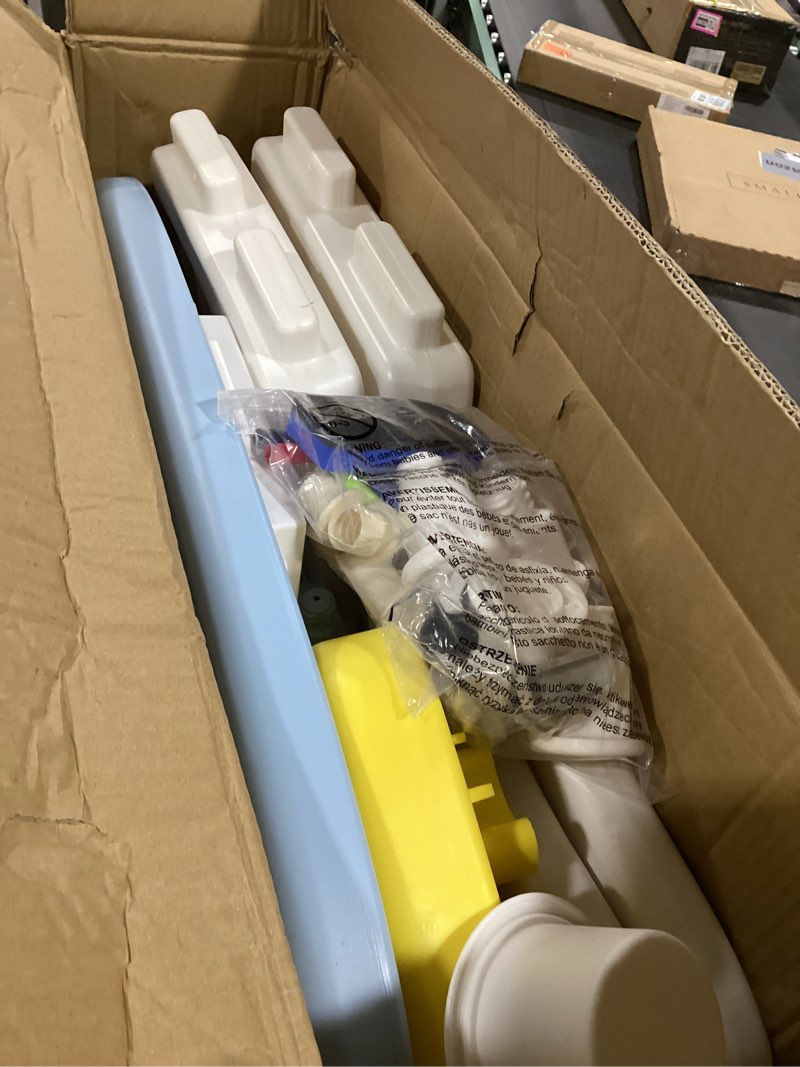 Condition photo showing Good Condition for Kids Table and Chair Set The Table Can Be Graffiti and The Height Can Be Raised and Lowered for Children Age 2-10 The Order Includes Watercolor Pen and Blackboard Eraser Blue(Liftable)