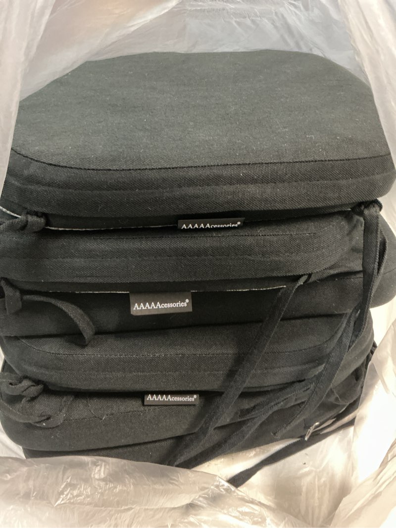 Condition photo showing Good Condition for AAAAAcessories D-Shaped Chair Cushions, 2\" Thick Dining Chair Pads with Ties and Removable, Machine-Washable Cover, 17\" x 16\", Set of 6, Black 