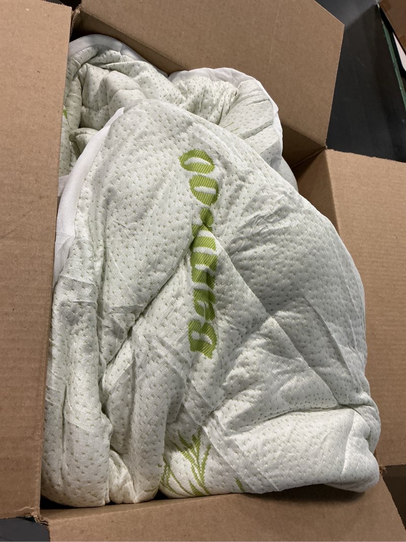 Condition photo showing As Is for bedlore queen mattress topper viscose derived from bamboo, thick pillow top mattress pad with stretchable pockets for 6-18 inches mattress, soft mattress topper for back pain relief 4 green queen