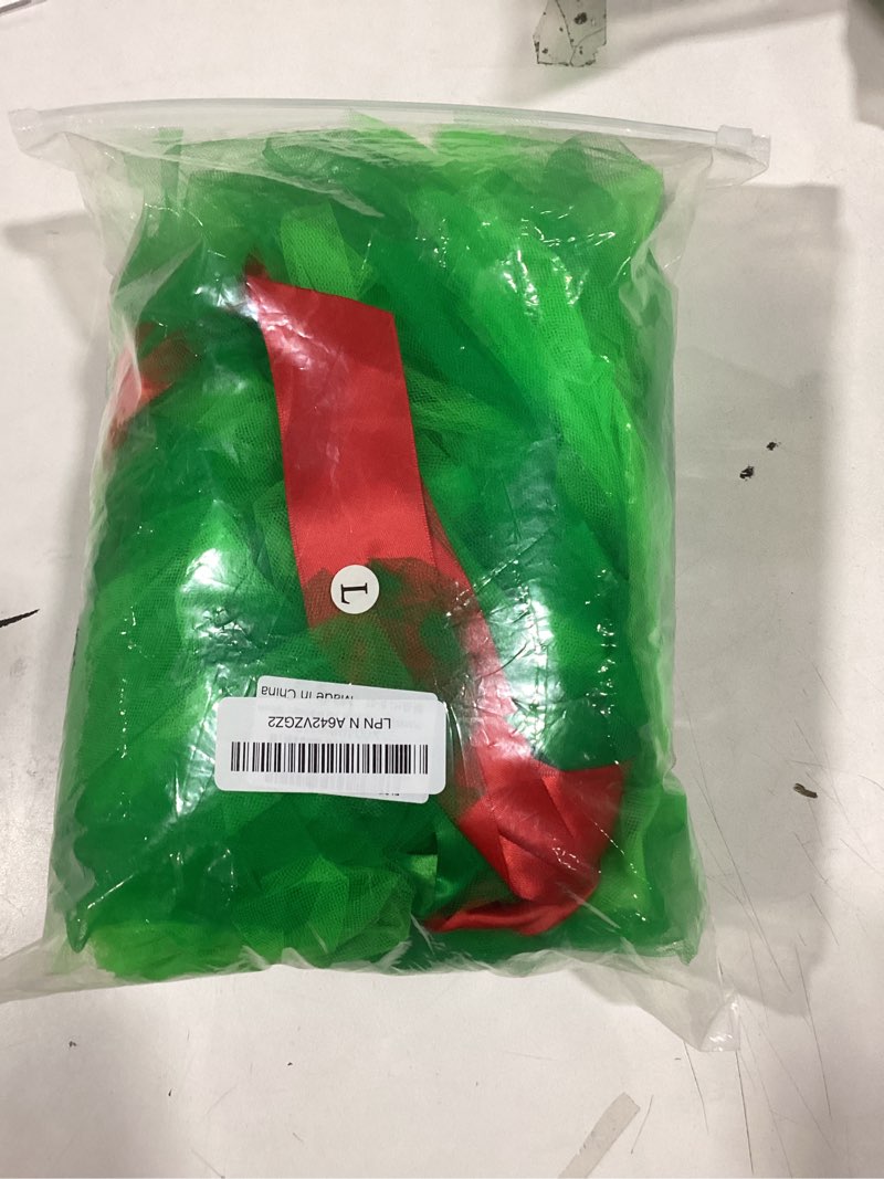 Condition photo showing As Is for Girls Hawaiian Tutu Dress with Leaf Accessories-Red Green Luau Hula Costume forKids 18M-12 for Birthday or Halloween 5-6 Years Red