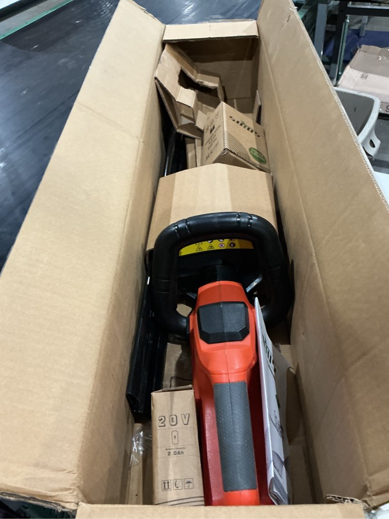 Condition photo showing As Is for soyus 22" 20v hedge trimmer cordless, for shrubs pruning bush trimmer